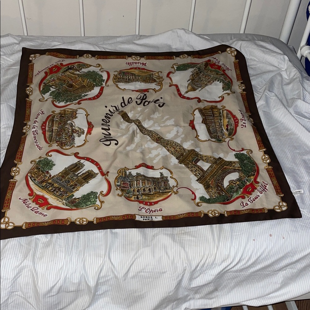 Chic Paris Souvenir Scarf with Brown and Cream Hues